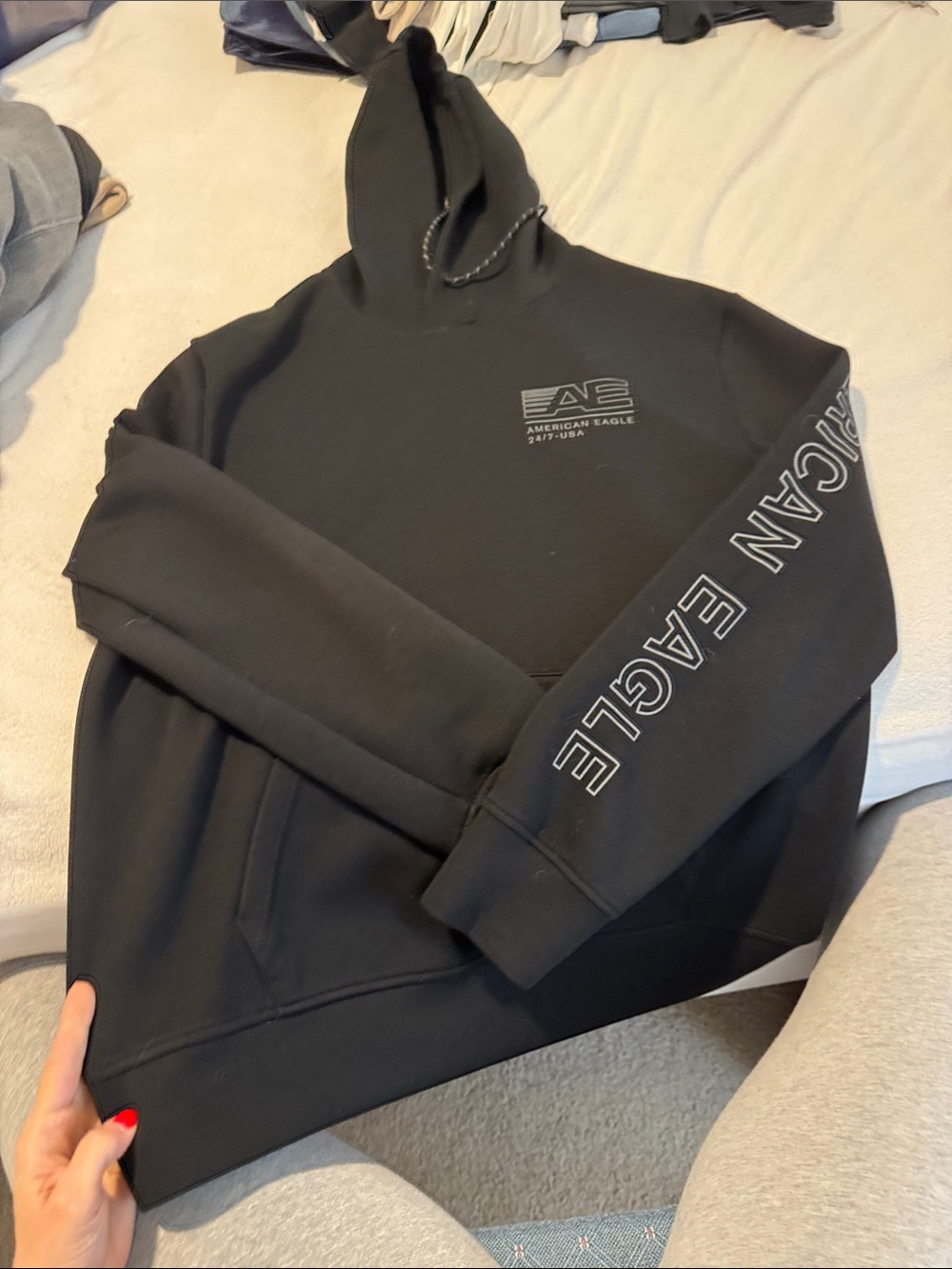 American Eagle Outfitters Black Logo Hoodie
